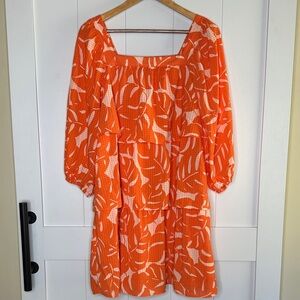 Who What Wear Orange and White Mini Dress